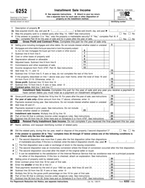 IRS Form 6252 Installment Sale Income
