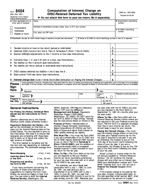 IRS Form 8404 Computation of Interest Charge
