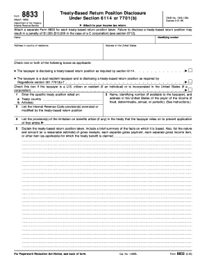 Form 8833 Treaty-Based Return Position Disclosure