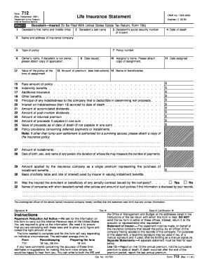 IRS Form 712 Life Insurance Statement