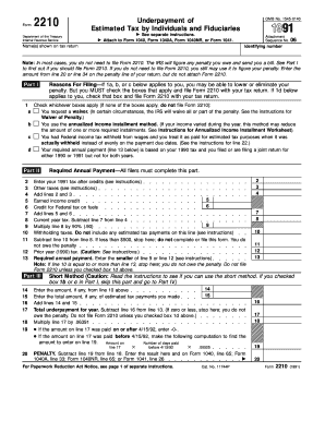 IRS Form 2210 1991