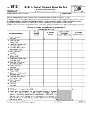 Form 8913 Credit for Federal Telephone Excise Tax Paid