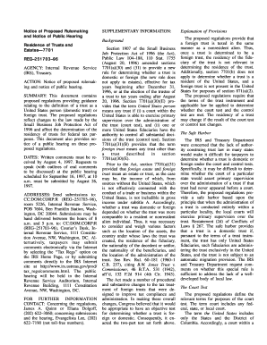 IRS Notice of Proposed Rulemaking on Trust Residency