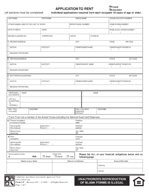 application rental forms