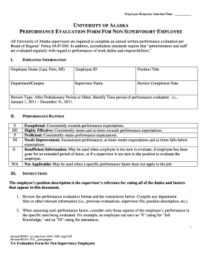 UNIVERSITY OF ALASKA PERFORMANCE EVALUATION FORM FOR - alaska