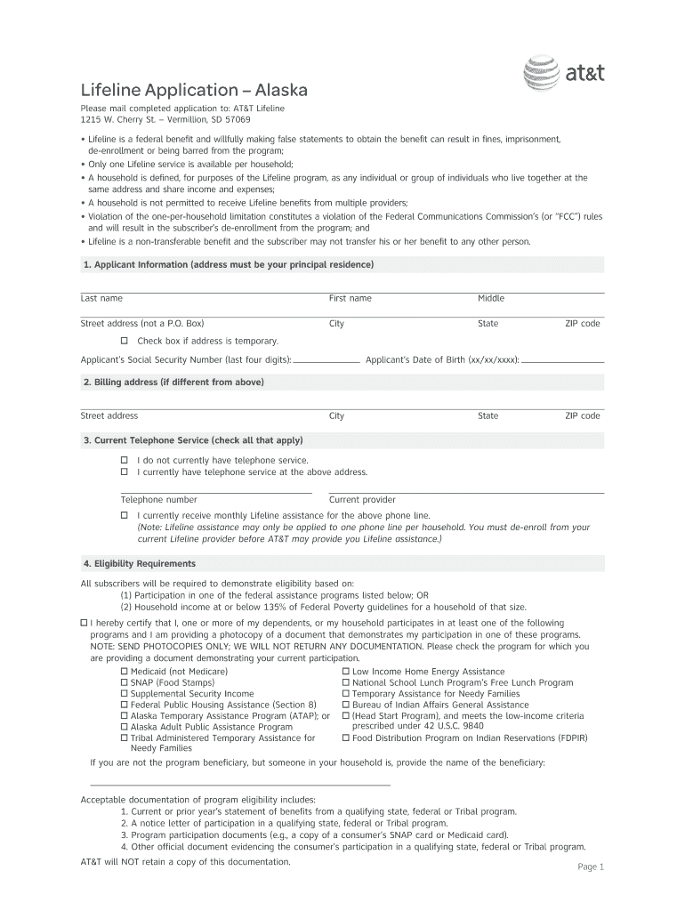 gci lifeline application Preview on Page 1