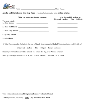 Alaska and Iditarod Research Form