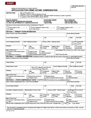 Missouri Crime Victims’ Compensation Application