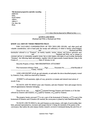 Arizona Quitclaim Deed from Husband and Wife to Husband and Wife