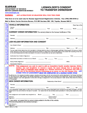 Kansas Lienholder’s Consent Form