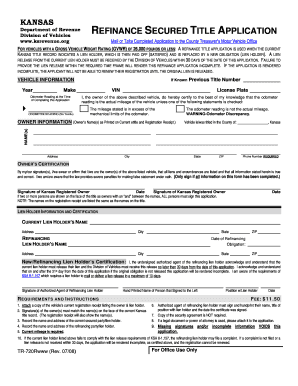 Kansas Refinance Secured Title Application