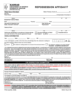 Car mortgage agreement sample - kansas repossession affidavit for tr 84 form