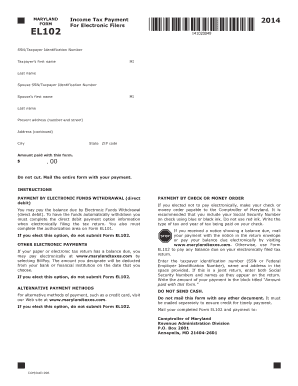 Maryland Income Tax Payment Form EL102