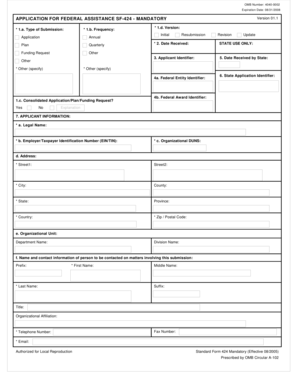 US Federal Assistance Application SF-424