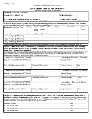 Direct Deposit Form for NYS Employees