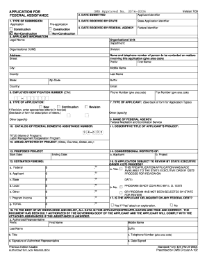 Federal Assistance Application Form