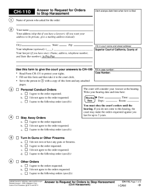 California Answer to Request for Orders to Stop Harassment