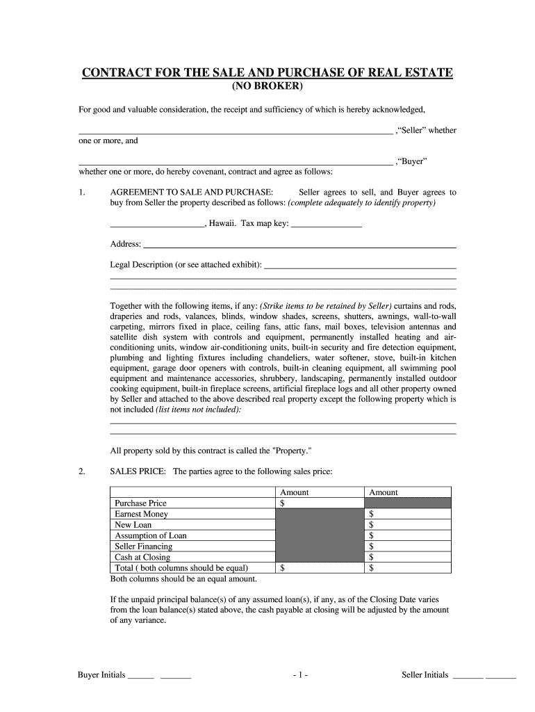 hawaii purchase contract Preview on Page 1