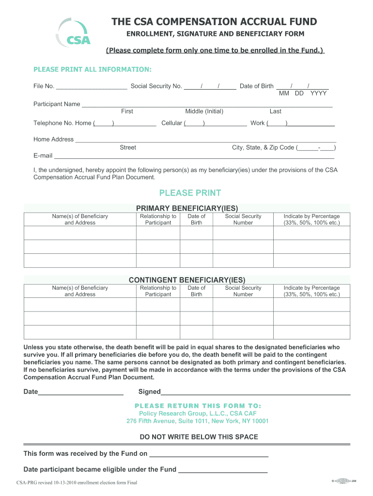 csa compensation accrual fund Preview on Page 1