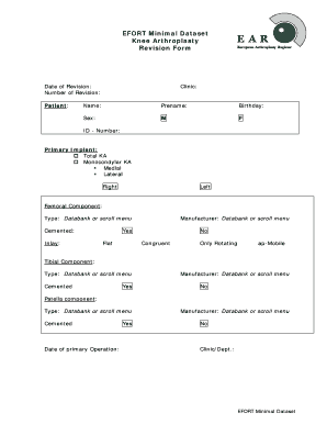 Knee Arthroplasty Revision Form