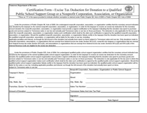 Tennessee Excise Tax Deduction Certification Form