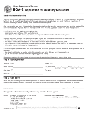 Illinois BOA-2 Voluntary Disclosure Application