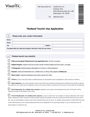 Thailand Tourist Visa Application
