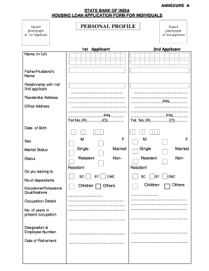 State Bank of India Housing Loan Application Form