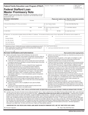 Federal Stafford Loan Master Promissory Note