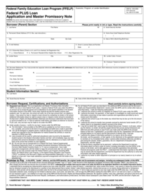 Federal PLUS Loan Application and Master Promissory Note