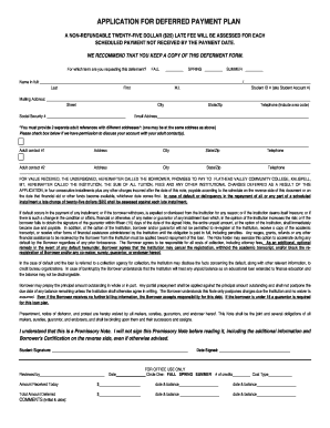 Deferred Payment Plan Application