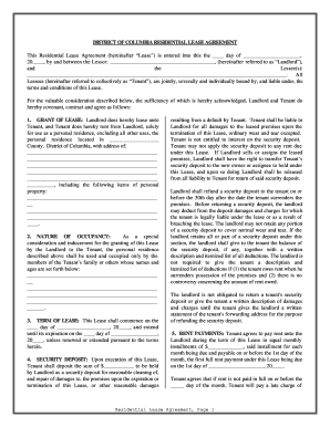 sample residential lease agreement form