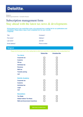 Belgium Tax Newsletter Subscription Form