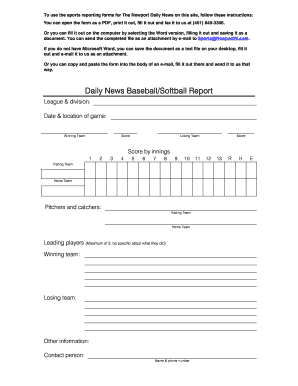 Daily News Baseball/Softball Report