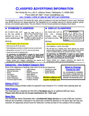 CLASSIFIED ADVERTISING ORDER FORM - floridabar