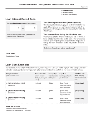 H-18 Private Education Loan Application