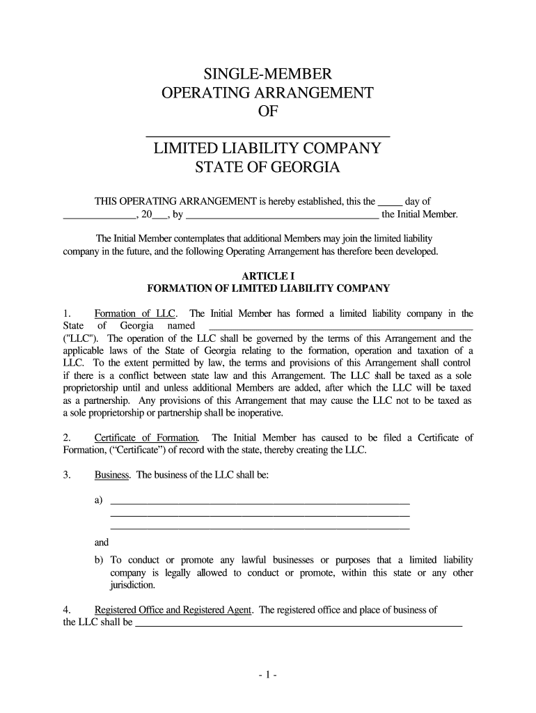 Operating Agreement For Llc Template