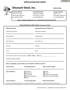 Discount Steel Credit Application