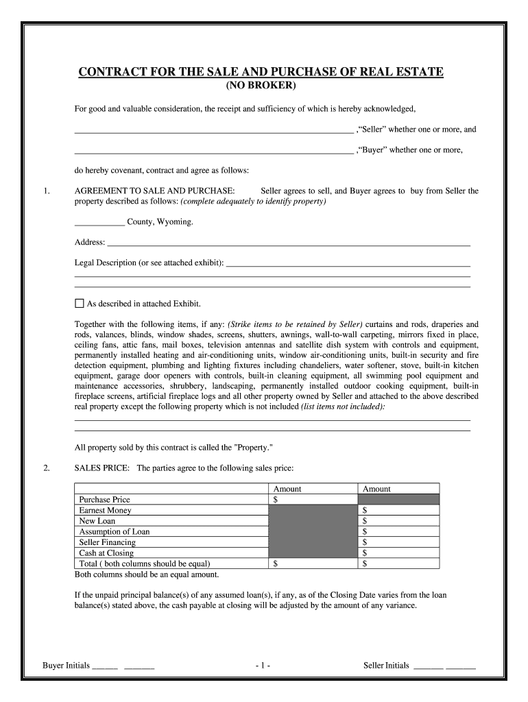 wyoming land purchase agreement Preview on Page 1