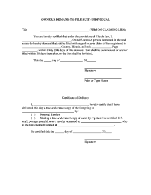 Owner's Demand to File Suit