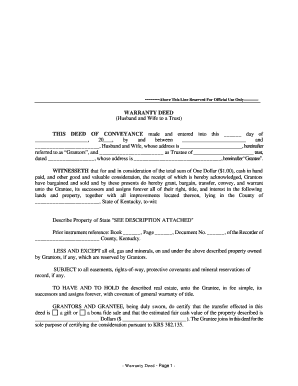 Kentucky Warranty Deed from Husband and Wife to a Trust