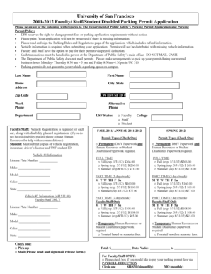 University of San Francisco Disabled Parking Permit Application