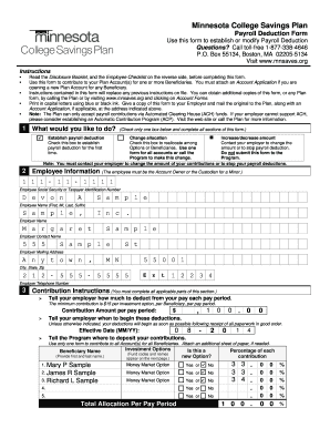 Minnesota College Savings Plan Payroll Deduction Form