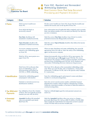 California Form 592 Withholding Statement