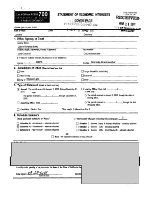 California Form 700 Statement of Economic Interests