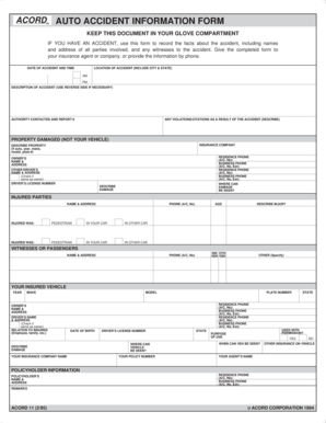 Auto Accident Information Form