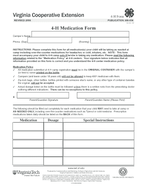 4-H Medication Form - offices ext vt