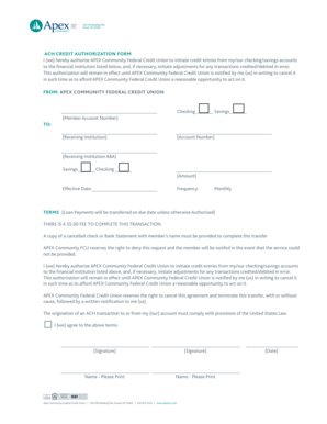 ACH Credit Authorization Form