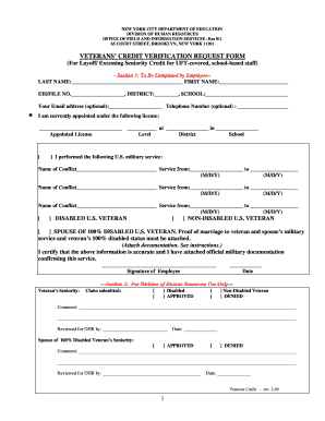 Veterans’ Credit Verification Request Form