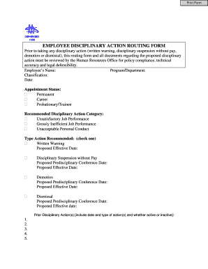 Employee Disciplinary Action Routing Form - NC Department of ... - ncdhhs